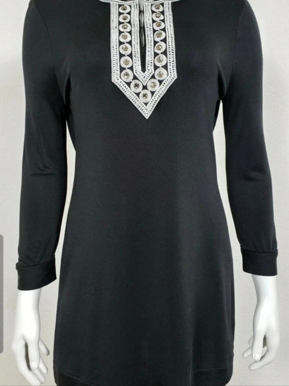Tory Burch Silk Embellished Tunic in Black Size XS Like New